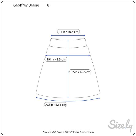 Geoffrey Beene Stretch VTG Brown Skirt Colorful Dot Border Hem Size 8 - Picture 8 of 8